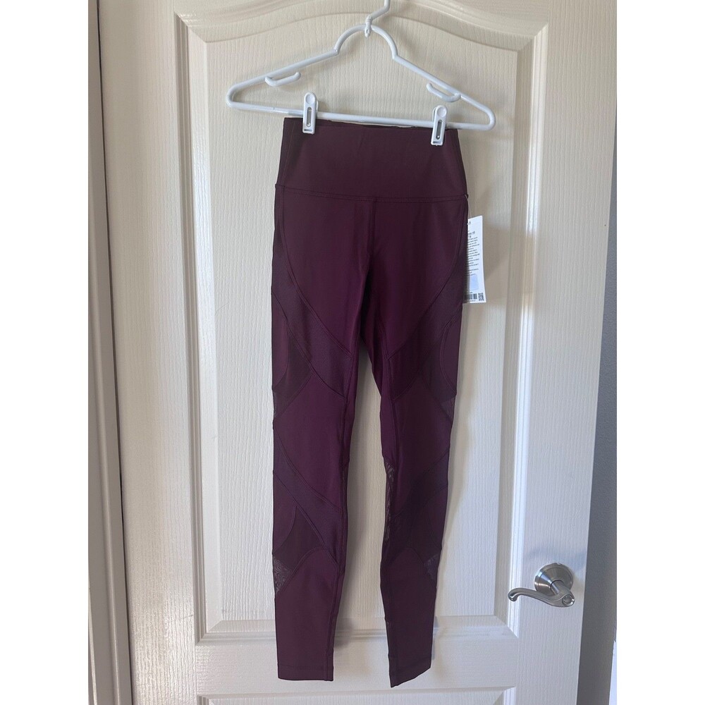 NWT Lululemon Wunder Under HR Tight 25" Mesh Garnet Size 4
